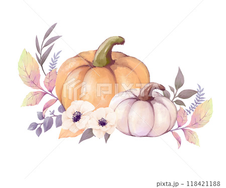 水彩風のハロウィン装飾 118421188