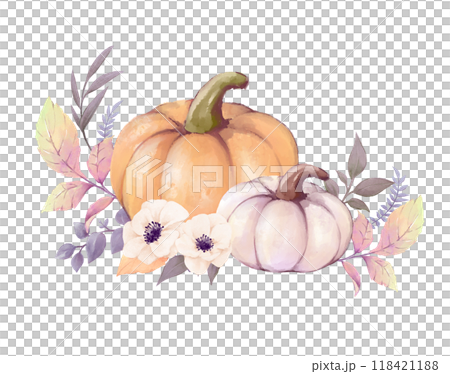 水彩風のハロウィン装飾 118421188