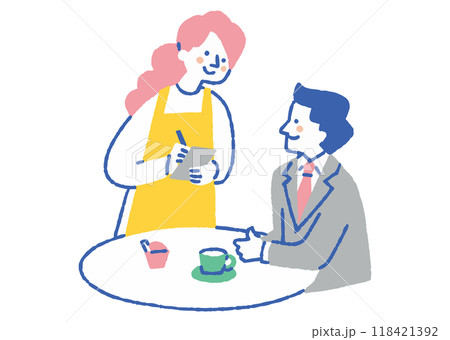 レストランで注文を受けるウェイトレス_色 118421392