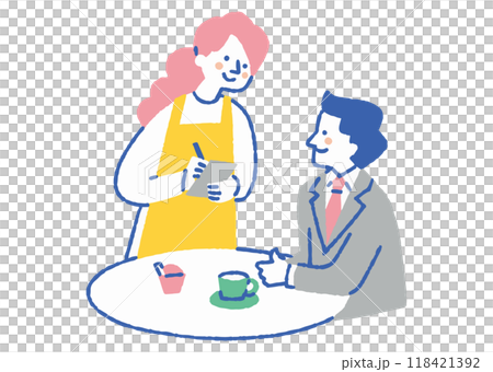 レストランで注文を受けるウェイトレス_色 118421392