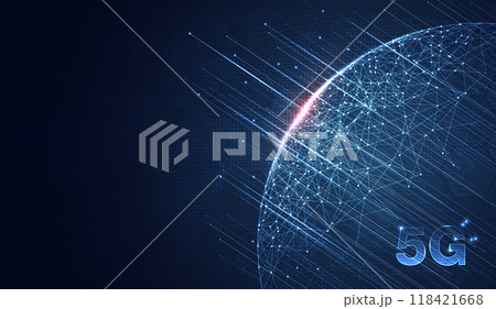 5G network wireless systems and internet technology concept. smart city communication network. 5G wireless mobile internet wifi connection data concept. vector. 118421668