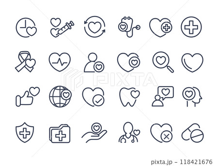 Heart icon set for medicine and health care. heartbeat lone, cardiogram. beautiful healthcare, medical background. modern simple design for medical apps, websites and hospital. vector design. Heart icon set for medicine and health care. heartbeat lone, cardiogram. beautiful healthcare, medical background. modern simple design for medical apps, websites and hospital. vector design. 118421676