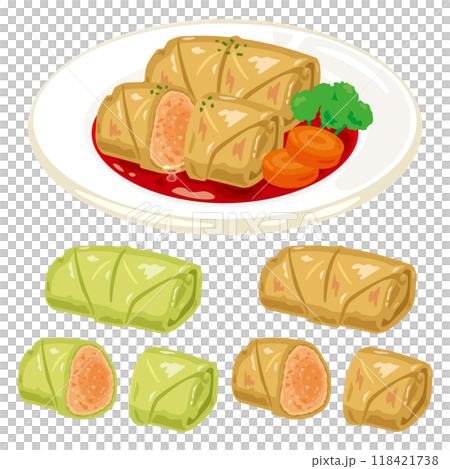 皿に盛られたロールキャベツセット 118421738