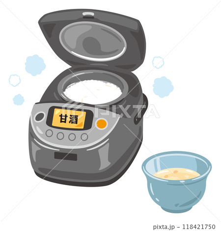 炊飯器と湯呑みに入った甘酒 118421750