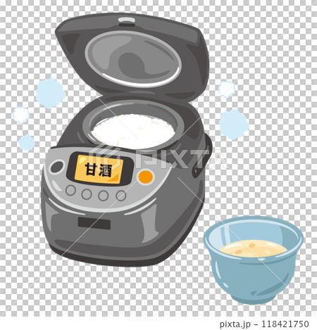 Rice cooker and sweet sake in a teacup 118421750