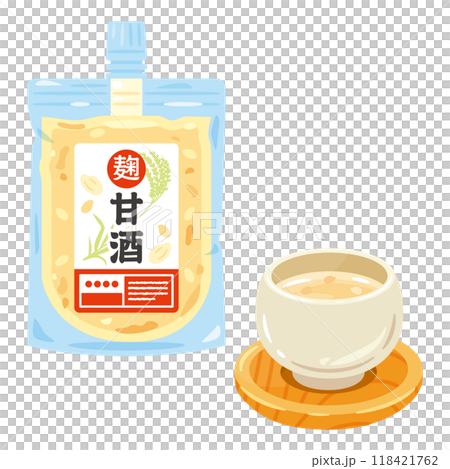 Packed Koji Amazake and Amazake in a teacup Packed Koji Amazake and Amazake in a teacup 118421762