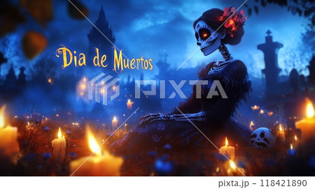 Woman on Day of the Dead.   118421890