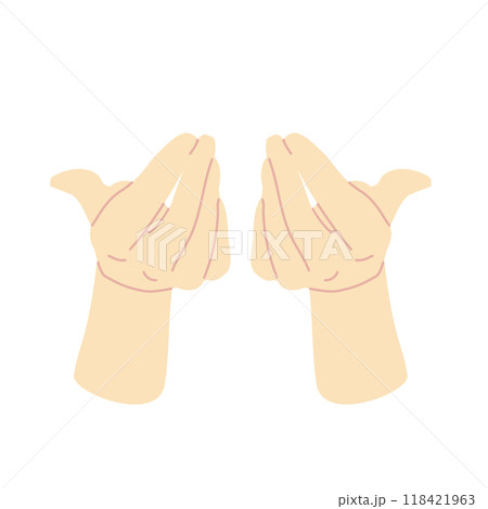 両手ですくうしぐさパーツ　カラーナチュラル線少な目タイプ  118421963