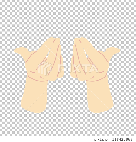 両手ですくうしぐさパーツ　カラーナチュラル線少な目タイプ  118421963