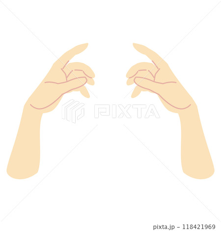 両手で何かを持つ仕草のパーツ　カラーナチュラル線少な目タイプ  118421969
