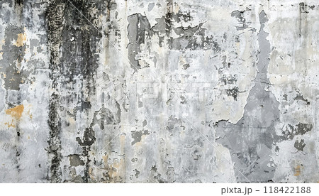 Abstract grunge aged white wall texture background wallpaper. Backdrop, gray weathering spots, artistic street concrete, detailed composition 118422188