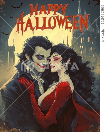 vampire for halloween. the inscription "HALLOWEEN" vampire for halloween. the inscription "HALLOWEEN" 118422969