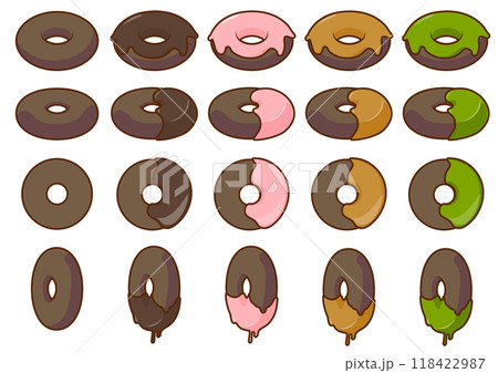 ポップなチョコドーナツのイラストセット ポップなチョコドーナツのイラストセット 118422987
