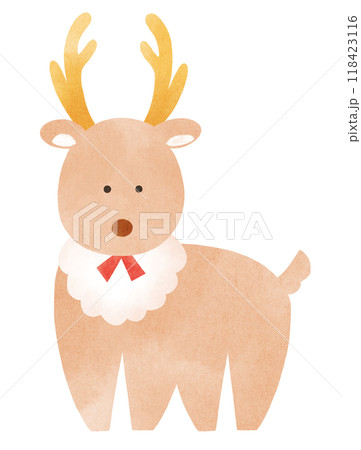 クリスマスをイメージしたトナカイ2 水彩タッチのイラスト素材
