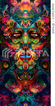 saturated colorful mad abstract background, random different shapes and objects, hallucinations of ancient shaman after mushroom overdose saturated colorful mad abstract background, random different shapes and objects, hallucinations of ancient shaman after mushroom overdose 118423649