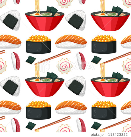 Seamless Japanese Food Pattern 118423832
