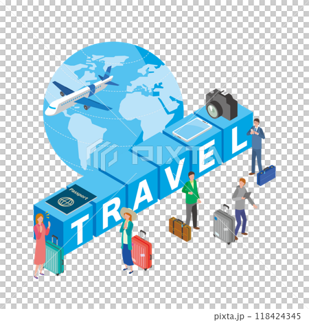 旅行を楽しむ人々のイメージイラスト 118424345