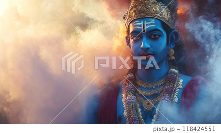 God Rama. Inscription "Rama Navami" God Rama. Inscription "Rama Navami" 118424551
