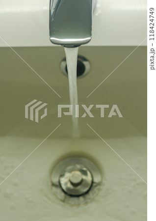 Water tap , faucet. Flow water in bathroom with sink.Hygiene concept.High quality photo 118424749