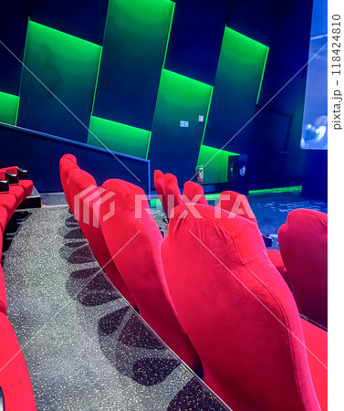 seats in theater, empty seats in empty theater, red seats . High quality photo 118424810
