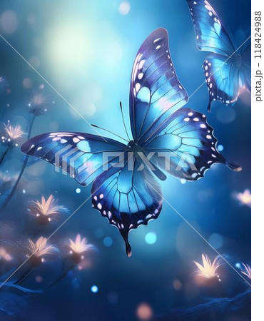 水色の蝶々のイラスト素材 [118424988] - PIXTA