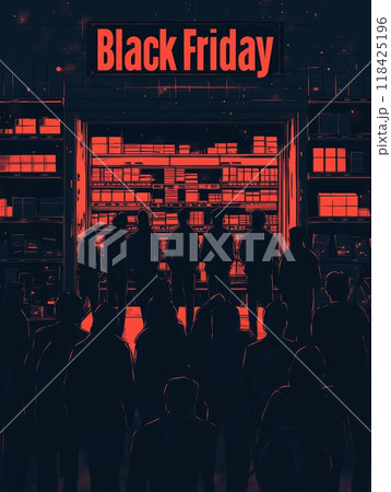 People in line at the store. The sign says "Black Friday" 118425196