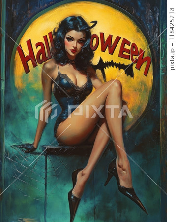 woman witch on halloween night. woman witch on halloween night. 118425218
