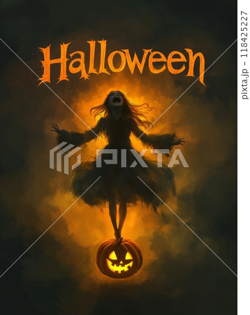 woman witch on halloween night. woman witch on halloween night. 118425227