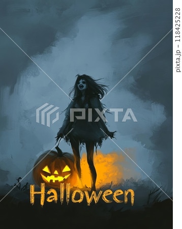woman witch on halloween night. 118425228