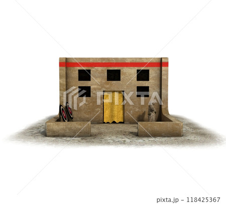 ancient house, medieval building, 3d visualization, illustration ancient house, medieval building, 3d visualization, illustration 118425367
