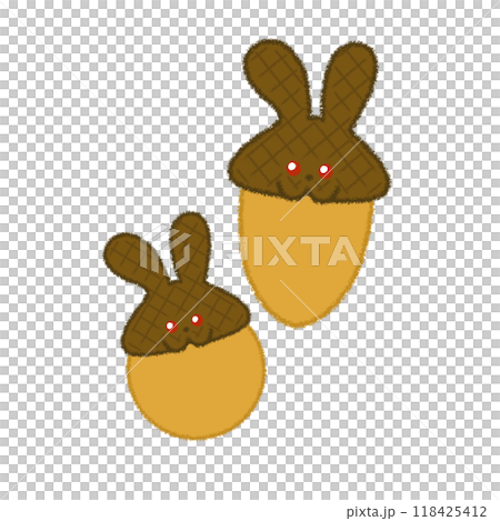 Illustration of a rabbit transformed into an acorn 118425412