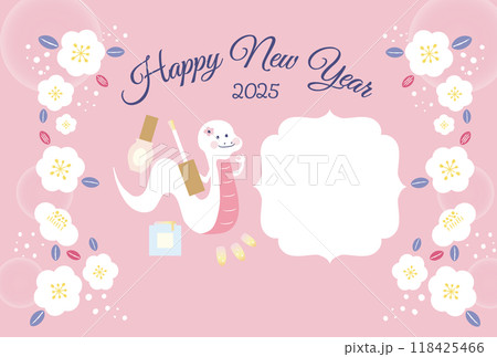 ネイルサロン　巳年　フォトフレーム年賀状 118425466