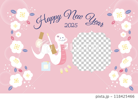 ネイルサロン　巳年　フォトフレーム年賀状 118425466