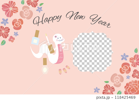 Nail salon photo frame New Year's card Nail salon photo frame New Year's card 118425469