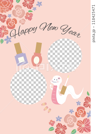Nail salon photo frame New Year's card 118425471