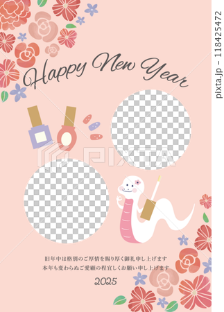 Nail salon photo frame New Year's card 118425472