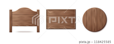 Wood signs set isolated on white background 118425585