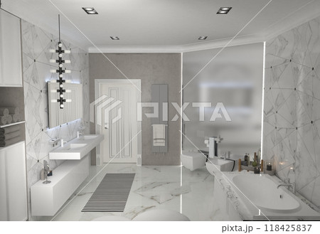 bathroom, interior visualization, 3D illustration bathroom, interior visualization, 3D illustration 118425837