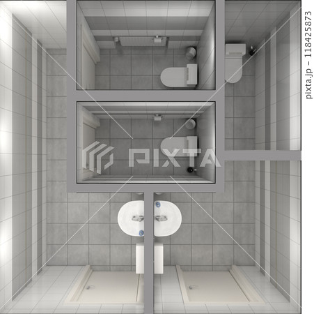 restroom, interior visualization, 3D illustration restroom, interior visualization, 3D illustration 118425873