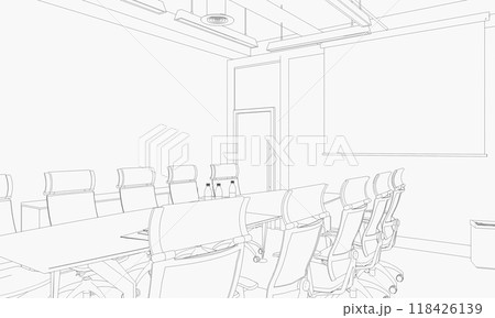 interior contour visualization, 3D illustration, sketch, outline interior contour visualization, 3D illustration, sketch, outline 118426139