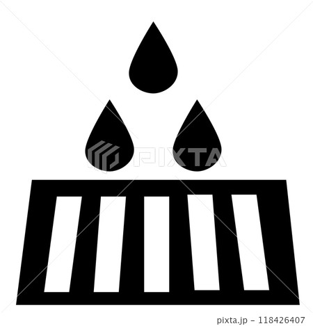 Drain grill icon. Drain system sign. Water waste management metal cover of bathroom floor drainage symbol. Sewer drain logo. flat style. 118426407