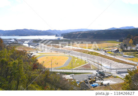 2023年11月津波で被災した南三陸町志津川の様子 2023年11月津波で被災した南三陸町志津川の様子 118426627
