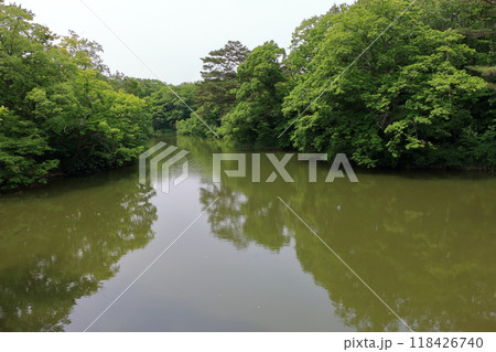 Onuma lake at Onuma Quasi-national park near the town of Nanae on the Oshima Peninsula in Hokkaido. 118426740
