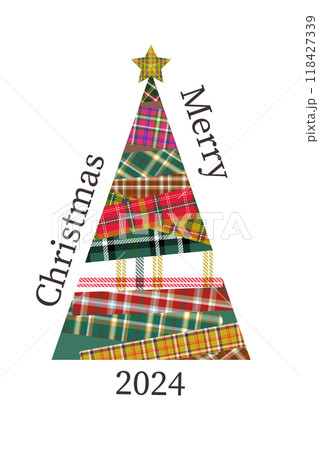 タータンチェック マステのおしゃれなクリスマスツリー素材 タータンチェック マステのおしゃれなクリスマスツリー素材 118427339