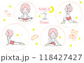 ヨガのポーズをする女性のイラストセット 118427427