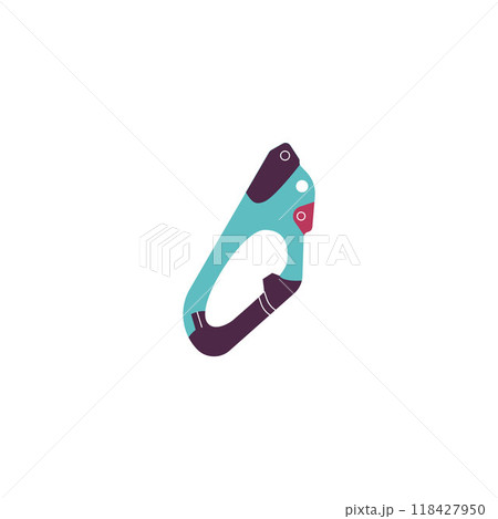 Illustration of a hook or carabiner as used with safety harnesses for industrial climbers. 118427950