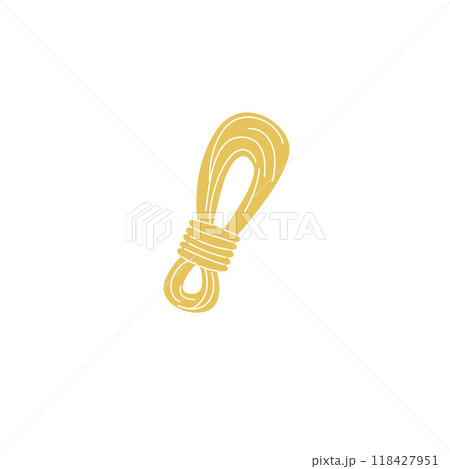 Yellow folded rope. Industrial alpinism. 118427951