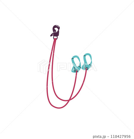 Vector illustration with an insurance with aluminum carabiners and a rope used in mountaineering 118427956