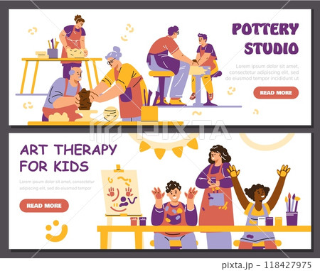 Art therapy. Drawing studio. Pottery craft. 118427975