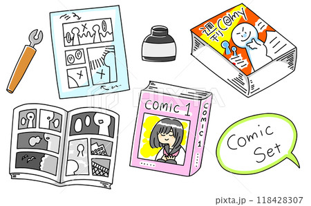 ゆるめシンプル漫画セット　ベタ塗り 118428307